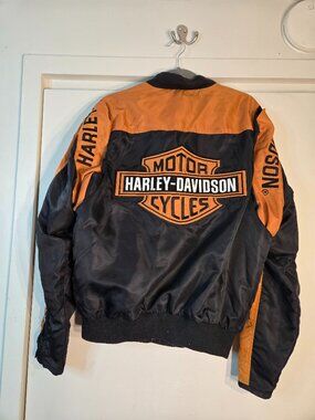 Harley Davidson Black Brown Zip Jacket Men's Large Rugged Motorcycle Casual EUC